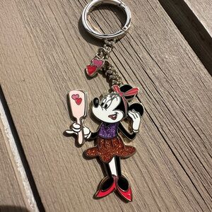 Kate Spade New York Minnie Mouse Glitter Enamel Keychain NWOT